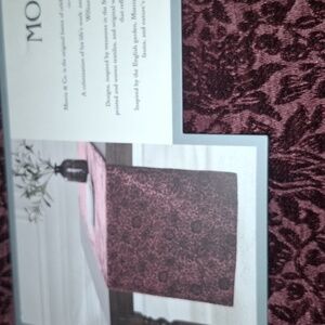 Morris & Co Burgundy Velvet Textured  Mallow Floral 16x90 Table Runner NWT